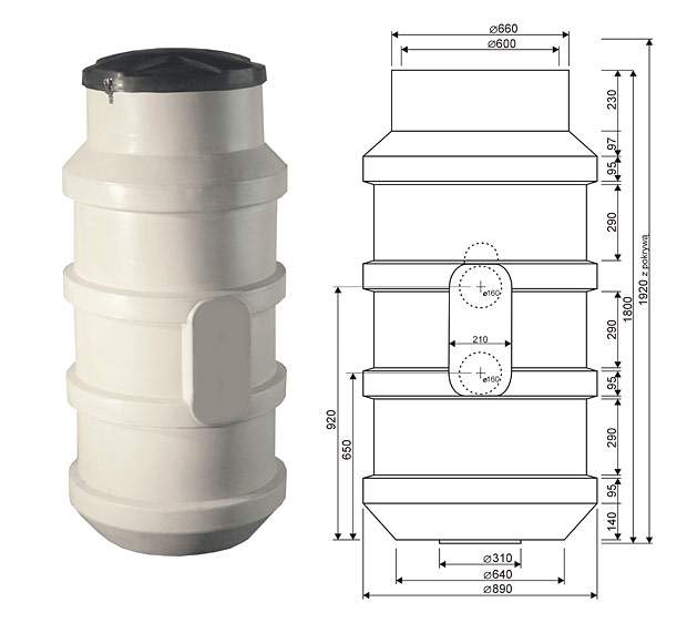 studzienka przepompowni 800 x 1800 x 8